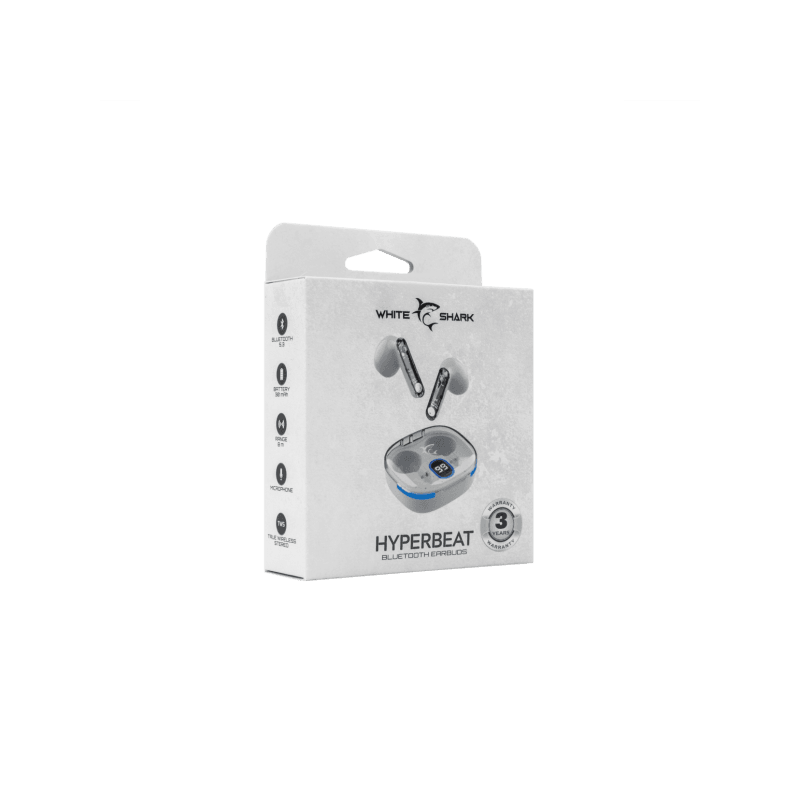 White Shark EARBUDS Slušalice + mikrofon Bluetooth GEB-TWS37 HYPERBEAT Bijele slika 4