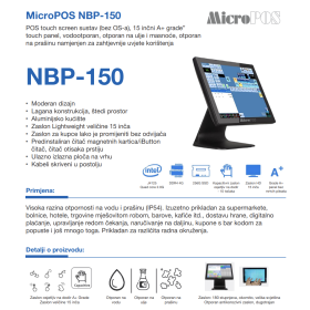 MicroPOS NBP-150, Cel.J4125, 8GB DDR4, 256 SSD,MCR