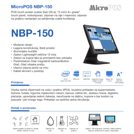 MicroPOS NBP-150, Cel.J4125, 8GB DDR4, 256 SSD,MCR